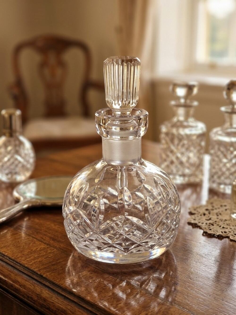 Waterford Crystal Round Perfume Bottle & Stopper Lismore